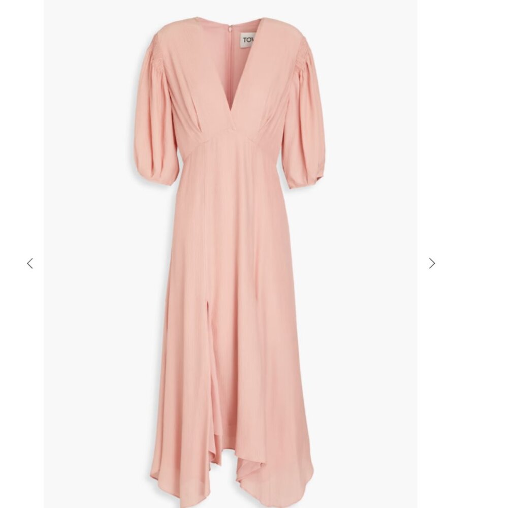 Elegant Riven 100% Silk Pleated Midi Dress from TOVE